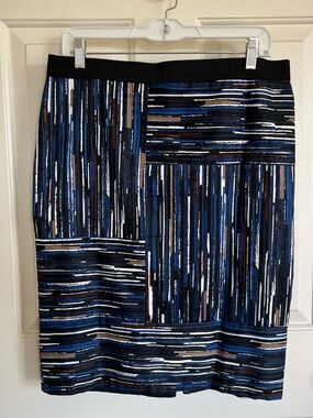 Ann Taylor Striped Patchwork Pencil Skirt